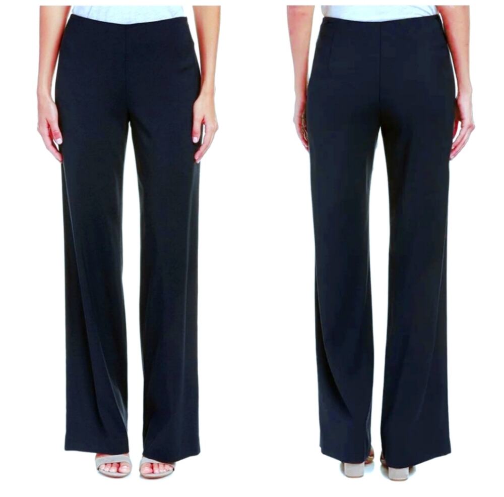 Vince Pants Womens 12 Blue Wide Leg Trouser Side Zip Classic Work Business City